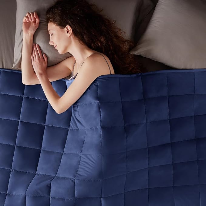 Weighted Blanket Queen/King Size (80"x87" 25lbs),Ultra Soft and Cozy Cooling Weighted Blanket for Adult,Heavy Blanket with Machine Washable Soft Blanket, Blue