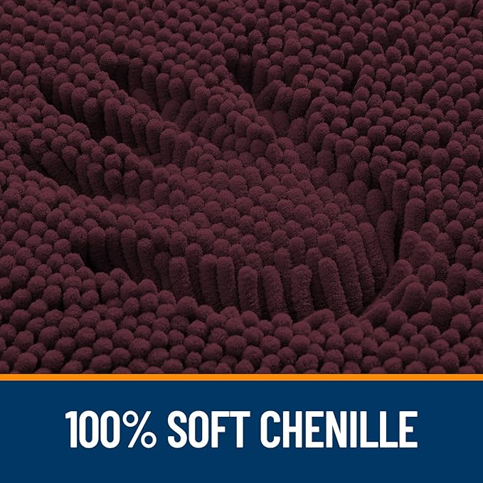 OLANLY Bathroom Rugs 30x20, Extra Soft Absorbent Chenille Bath Rugs, Rubber Backing Quick Dry, Machine Washable Bath Mats for Bathroom Floor, Tub and Shower, Home Decor Accessories, Black Cherry