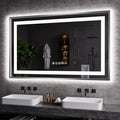 Amorho 48" X30" LED Bathroom Mirror, Brushed Nickel Framed Mirror with Front Light and Backlit, Stepless Dimmable, Anti-Fog, Shatter-Proof, Memory, 3 Colors