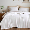 Twin Size Blanket, 70% Rayon (Derived from Bamboo) and 30% Cotton, Lightweight Jacquard Weave, Breathable and Soft Summer Blanket for Bed or Couch, 66” x 90”, White