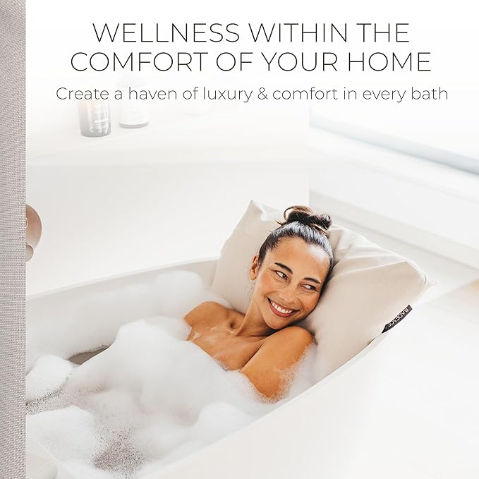 BADESOFA® Luxury Bath Pillows for Tub Full Body Set - 3-Piece Bath Pillow Set with Premium Materials & CleanDry+ - Bathtub Pillows for Head and Neck Support - Tub Pillow for Bathtub in Ivory Pearl