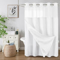 Colorful Star No Hook Shower Curtain with Snap in Fabric Liner, Waffle Weave Heavy Duty Thick Shower Curtains with Mesh Top Window, Hotel Style Waterproof Bathroom Curtain Set, 72 x 87 Inch, White