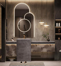 Single Sink Freestanding Bath Vanity, Modern Bath Vanity with LED Smart Mirror, 68IN Solid Wood Floating Bathroom Sink Cabinet with Marble Slate Top and Large Storage Drawer
