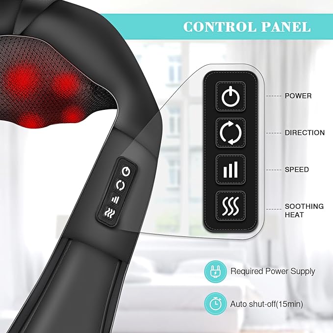 Shiatsu Neck and Back Massager with Heat, Electric Deep Tissue 4D Kneading Massage Pillow for Shoulder, Leg, Body Muscle Pain Relief - Best Gifts for Women Men Mom Dad