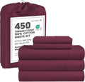 LANE LINEN 100% Cotton Split King Size Sheets Set - 4 Pieces - Ultra Soft Sateen Weave, 450 Thread Count - Breathable, Cooling, Durable, 15" Deep Pockets - Windsor Wine