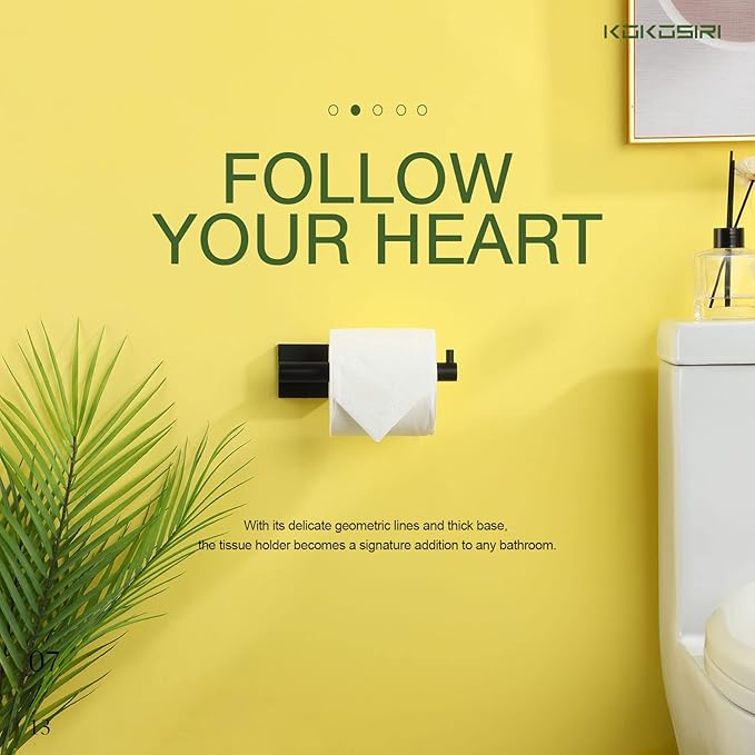 KOKOSIRI Toilet Paper Holder for Bathroom Toilet Roll Holder Hold Mega Rolls Matte Black Stainless Steel, 2 Pack, B2005BK-2P