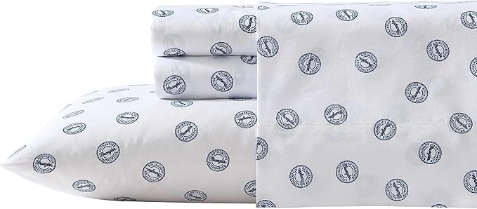 Wrangler - Full Bed Sheets, Breathable & Wrinkle Resistant Bedding, Includes Matching Sham & Pillowcases, Dorm Essentials (Tossed Button Blue)