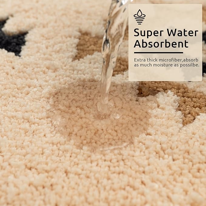 DEXDE Bathroom Rugs 20x47 Boho Bath Mat Non Slip Long Bath Runner Rugs Luxury Soft Absorbent Carpet for Shower Kitchen Entryway Farmhouse Neutral Decor, Cream Beige
