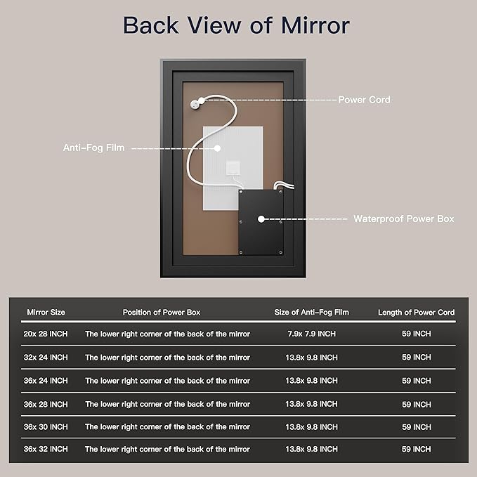 ISKM Framed LED Mirror for Bathroom 36"x24", Dimmable LED Bathroom Mirror with Lights, Anti-Fog, Front and Backlit Lighted Mirror 3-Colors, Shatterproof, Memory Function