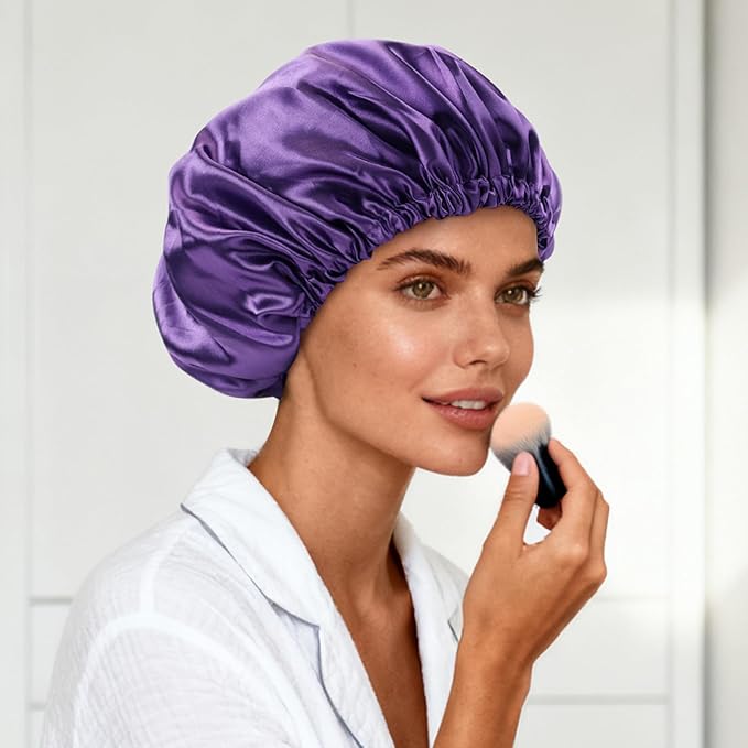Satin Bonnet Double Layer Silk Bonnet for Sleeping Women Hair Care for Natural Curly