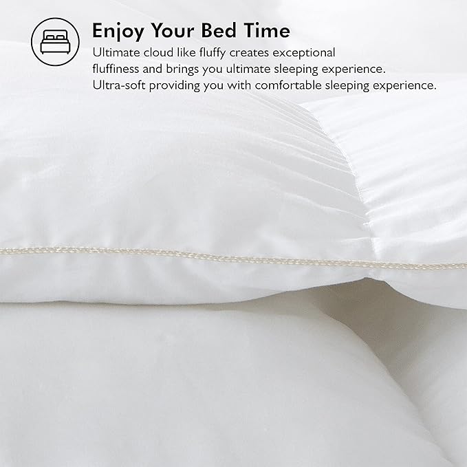 Luxurious Oversize California King 108" x 98" Size Goose Down Fiber Waterfowl Feather Fiber Comforter Duvet, 100% Egyptian Cotton Cover, 68 oz. Fill Weight, Baffle Box Design, White Solid