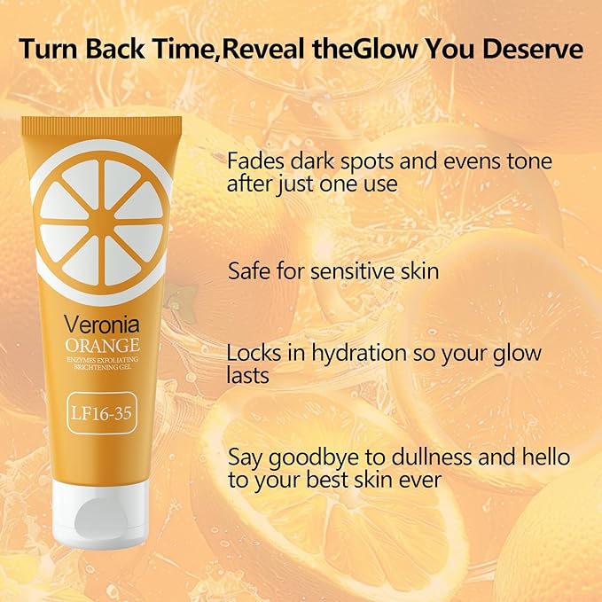 Veronia Orange Enzyme Exfoliating Gel, Moisturizer Face Body Scrub Gel, Deep Clean Pores, Remove Blackheads & Moisturize Skin, All Types Skin (1pcs)