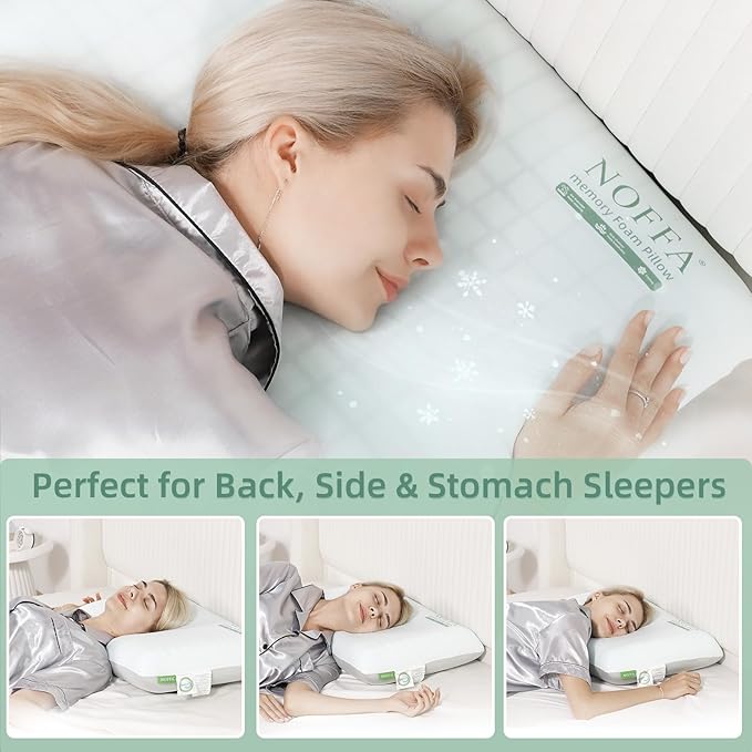 Cooling Memory Foam Pillow, Bed Pillows, Medium Soft Feel Neck Pillow for Sleeping, Memory Foam Pillows for Sleeping Side, Back & Stomach Sleepers, Breathable & Removable Cover, 1 Pack