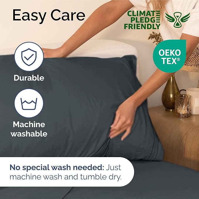 Split King Size 5 Piece Sheet Set - Extra Soft, Breathable And Cooling Sheets - Hotel Luxury Bed Sheets for Women & Men - Deep Pockets, Easy-Fit & Wrinkle-Free Sheets - Slate Blue Oeko-Tex Bed Sheets