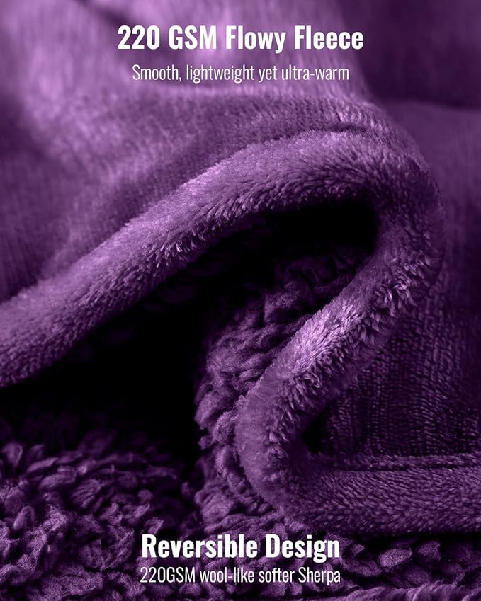 Uttermara Weighted Blanket King Size 20lbs 80x87 Inches, Sherpa Weighted Blankets for Adult, Soft Warm Sherpa & Cozy Fleece, Heavy Blanket for Calming and Sleep, Purple