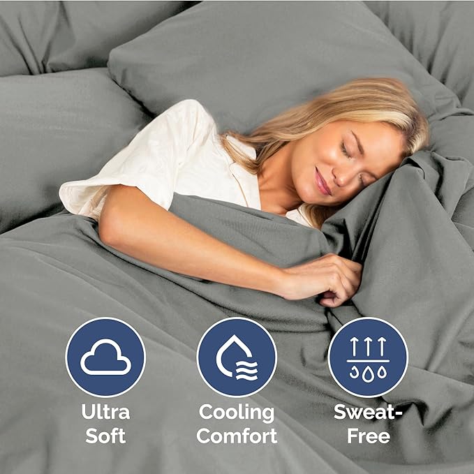Cal King Size 4 Piece Sheet Set - Extra Soft, Breathable & Cooling - Hotel Luxury Durable Bed Sheets for Women & Men - Deep Pockets, Easy-Fit & Wrinkle-Free - Slate Grey Oeko-Tex