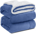 KAWAHOME Sherpa Fleece Throw Blanket for Bed - Extra Warm and Heavy Thick Throw Blankets for Winter, Super Soft 500GSM Plush Blanket, 50"X 60" Washed Blue