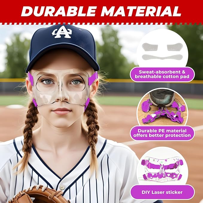 WR01B Girls Nose Guard for Broken Nose Adjustable Basketball Soccer Sports Face Mask with Padding for Youth Teens