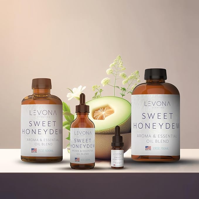 Levona Scent Oil Diffuser Essential Oils: Essential Oils Home Luxury Scents - Sweet Honeydew Essential Oil - Sweet & Fresh Notes of Nectarine and Floral Rose Essential Oil - 500 Ml Fragrance Oils