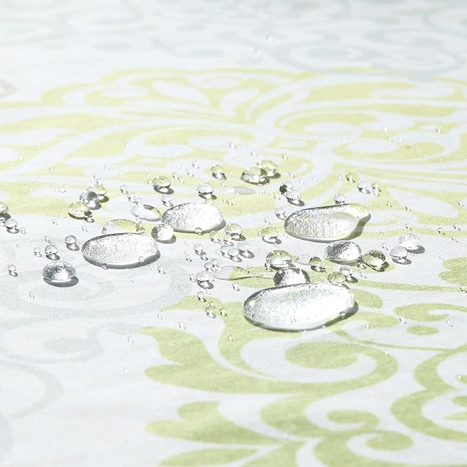 Stall Fabric Shower Curtain, Green Yellow Grey Boho Medallion Print Shower Curtains for Bathroom, 54" W x 72" H