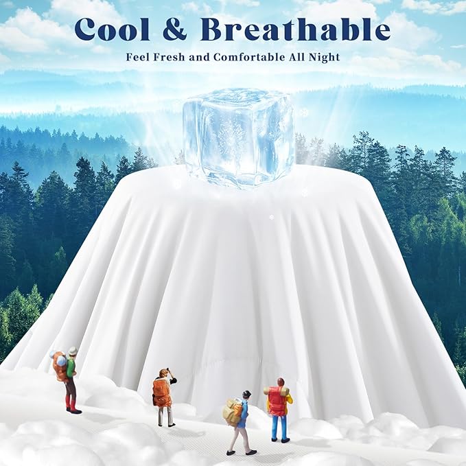 Cooling Comforter King Size, Double-Sided Cooling Blanket for Hot Sleepers & Night Sweats, Arc-Chill Q-Max > 0.4 Breathable Ice Blanket, Lightweight Cold Comforter (108''x90'', White)