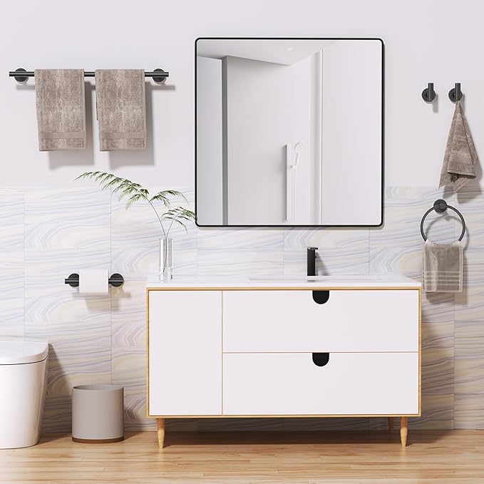 10 Pieces Matte Black Towel Bar Set, Black Bathroom Hardware Set Toilet Paper Holder Towle Racks for Bathroom Upgraded Stainless Steel Bathroom Towel Holder Set Bathroom Accessories