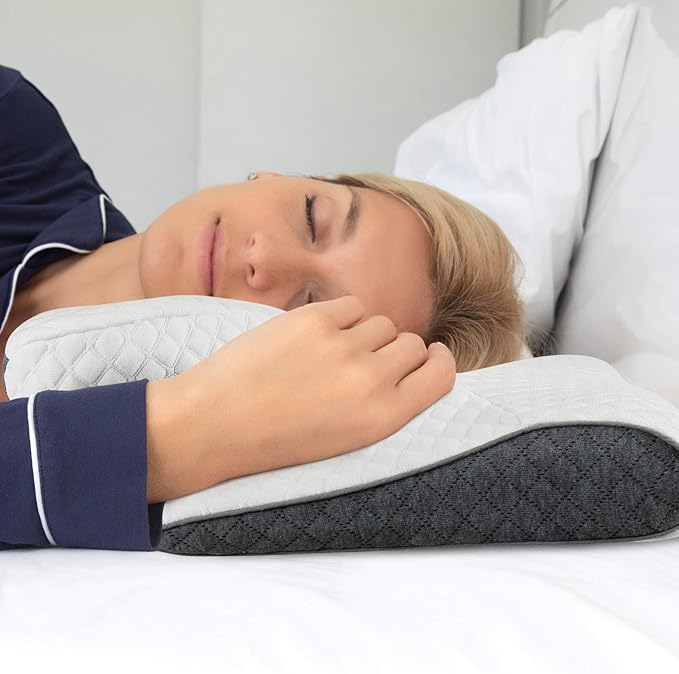 Charcoal Cervical Neck Pillow for Pain Relief Sleeping – Ventilated Memory Foam - Orthopedic Contour Pillow for Side, Back, Stomach Sleeper - Ergonomic Arm, Neck and Shoulder Support Pillows