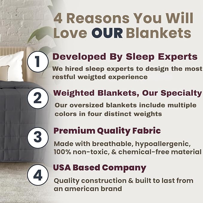 HomeSmart Queen Size Weighted Blanket 20lbs – Premium Quality All Season Blankets - 20 lbs Dark Grey