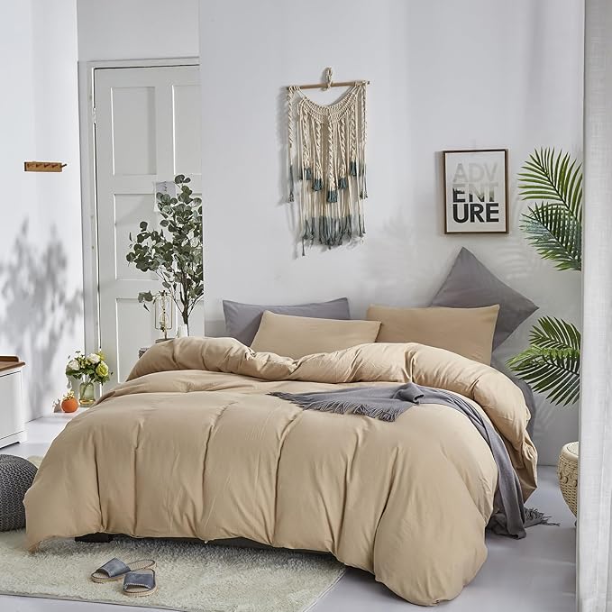 Cottonight Khaki Comforter Set California King Bedding Set Women Men Taupe Sand Color Blanket Quilts Soft Breathable Modern Solid Champagne Comforter Set for Cal King Bed