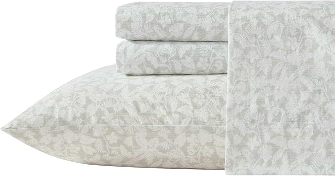 Tommy Bahama - King Bed Sheets, Crisp & Cool Cotton Percale Bedding with Matching Pillowcases, Lightweight Bed Set, Oeko-Tex Certified (Palm Day Green)