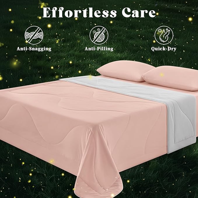 Cooling Comforter Queen Size, Double-Sided Cooling Blanket for Hot Sleepers & Night Sweats, Arc-Chill Q-Max > 0.4 Breathable Ice Blanket, Lightweight Cold Comforter (80''x90'', Pink)