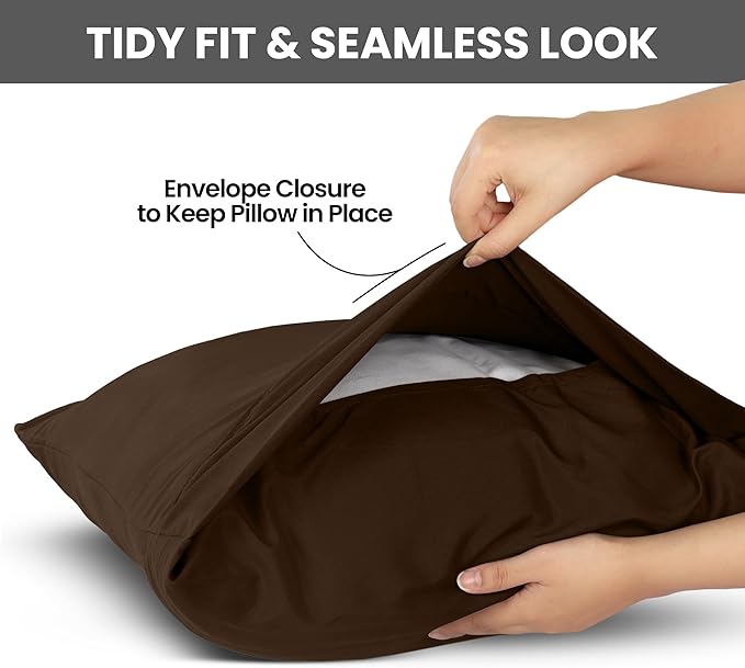 Pillow Covers by Utopia Bedding - King Size 2-Pack – Soft Brushed Microfiber – Perfect for Hospitals, Hotels, Guest Rooms – Oeko-TEX Certified, 20x40 Inches (Brown)