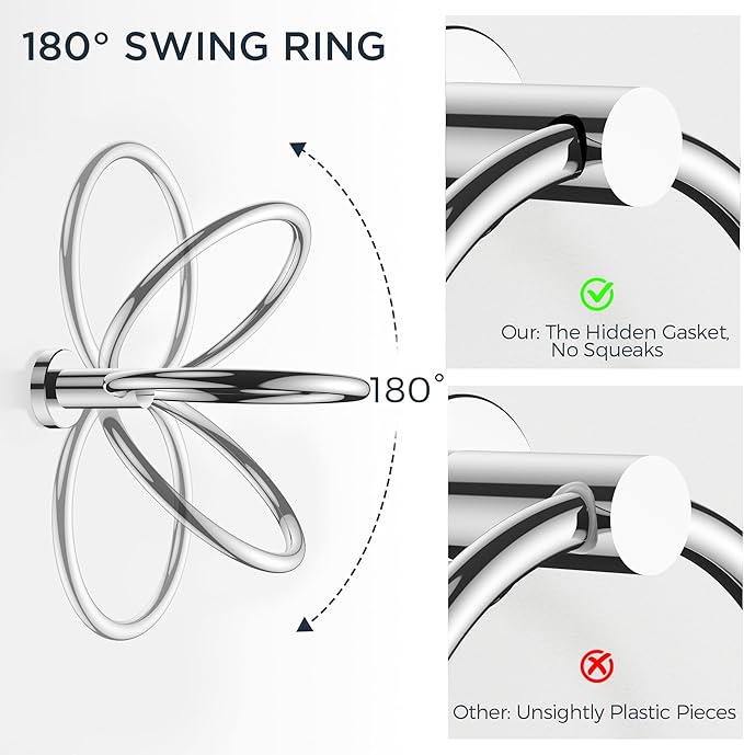FORIOUS Bathroom Hardware Accessories Set, SUS304 Stainless Steel 24 Inch Towel Bar Set, Modern Towel Racks Holder for Bathroom Wall Mounted, 4 Pieces, Chrome