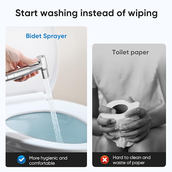 Arofa Handheld Bidet Sprayer for Toilet - 2 Pack Bidets Faucet for Existing Toilets Cloth Diaper Jet Sprayer, Stainless Steel Muslim Shower with Bidet Hose for Feminine Wash