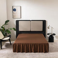 Brown Ruffled Bed Skirt - Full Size with Split Corners, 18 Inch Drop