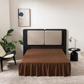 Brown Bed Skirt Twin Size Ruffled Bed Skirt with Split Corners, Twin Bed Skirt 14 Inch Drop,Twin Size Bed Skirt Brown for Ruffled Bed Skirt with Split Corners, Bed Skirt Twin Size
