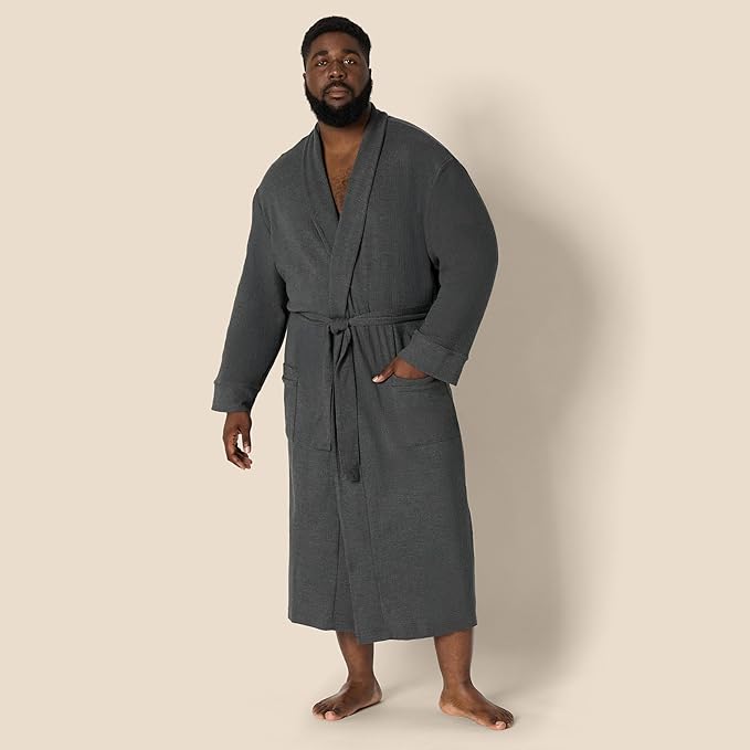 Amazon Essentials Mens Lightweight Waffle Bathrobe (Available in Big & Tall)