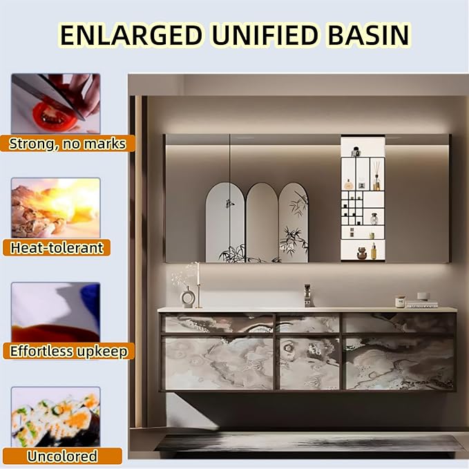 44in Bathroom Vanities Set - Bathroom Vanity with Sink, Tall Storage, Smart Defogging Mirror, Integrated Sink & 2 Large Drawer | Floating Cabinet