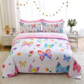 Wajade 7 Piece Butterfly Comforter Set for Girls Kids Cute Colorful Butterfly Flowers Floral Bedding Set Twin Size with Sheet and 2 Pillowcases 2 Pillow Shams Bed in a Bag as Birthday Choice