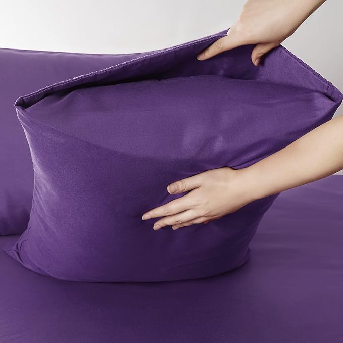 Bedsure California King Sheet Sets - 4 Pieces Soft Cal King Sheets - Breathable & Cooling - Hotel Luxury - Easy Care Polyester Microfiber Bedding for Women, Men, Purple