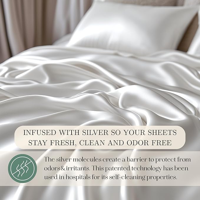CASILVA Eucalyptus Sheets - Infused with Silver for Anti-Odor, Softer Than Silk Fibers, More Cooling Than Cotton - Perfect for Hot Sleepers & Sensitive Skin - 100% Tencel Lyocell - Twin Sheet Set
