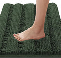 H.VERSAILTEX Bathroom Rugs Bath Rugs for Bathroom Non Slip Bath Mats Extra Thick Chenille Striped Rug 17" x 24" Absorbent Soft Shaggy Washable Dry Fast Bath Mats for Bath Room Floor - Bronze Green