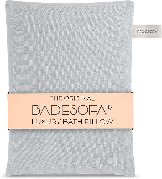 BADESOFA® Luxury Seat Cushion for Bath | Premium-Quality Materials | Comfortable & Quick-Drying | Washable Bath Pillow in Grey | Home Spa | Suitable for Bathtub, Steam Sauna & Hot Tub