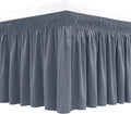 Biscaynebay Wrap Around Bed Skirts for King & Cal King Beds 11" Short Drop, Dark Grey Adjustable Elastic Dust Ruffles Easy Fit Wrinkle Resistant Silky Luxurious Fabric Machine Washable