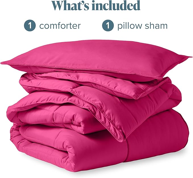 Bare Home Kids Comforter Set - Twin/Twin Extra Long Size - Ultra-Soft - Goose Down Alternative - Premium 1800 Series - All Season Warmth (Twin/Twin XL, Pink)