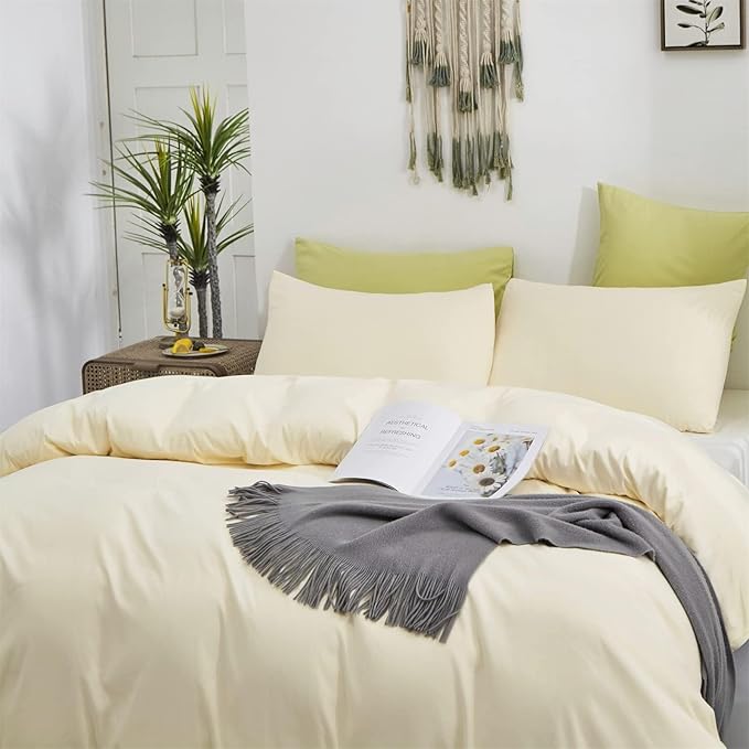 Cottonight Cream White Comforter Set Full Ivory White Bedding Comforter Set Beige White Solid Blanket Quilts Modern Soft Breathable Ivory 3 Piece Off White Bedding Set for Women Men