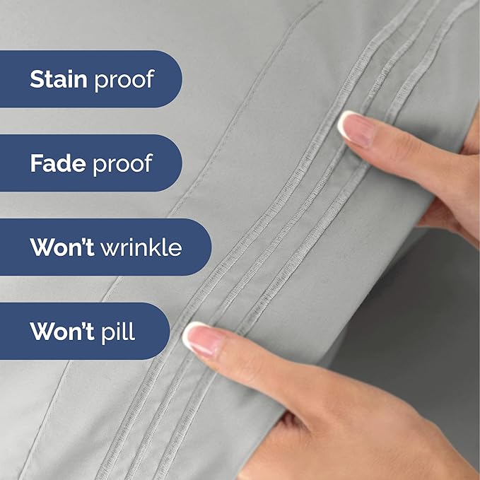 Twin Size 3 Piece Sheet Set - Extra Soft, Breathable & Cooling Sheets - Hotel Luxury Durable Bed Sheets for Women & Men - Deep Pockets, Easy-Fit & Wrinkle-Free Sheets - Soft Grey Oeko-Tex Bed Sheets