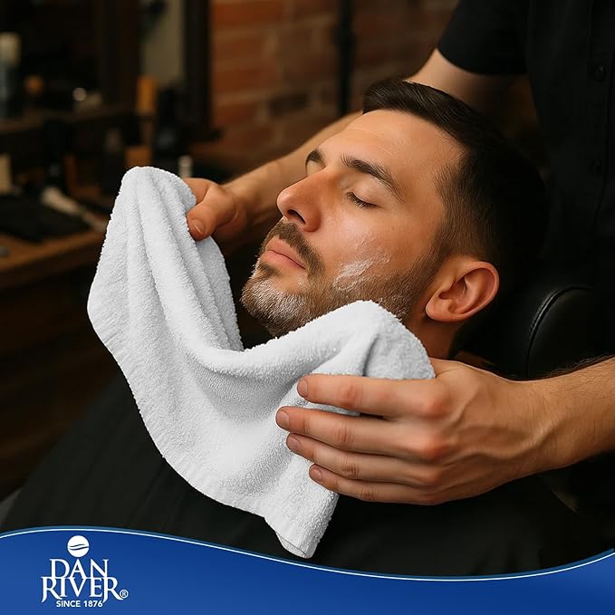 DAN RIVER 100% Cotton Salon Towels Set – 16x26 inches, Pack of 24, Highly Absorbent and Quick-Dry Towels for Hand, Salon, Spa, Beauty, Gyms and Home Hair Care, White