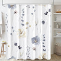 Gibelle Watercolor Floral Shower Curtain, Grey Beige Flower Shower Curtain for Bathroom, Modern Minimalist White Waterproof Fabric with Hooks 72x72 Inch