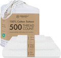 Threadmill 500 Thread Count Twin-XL Size 3 Pc Luxury Cotton Bed Sheet Set, Jacquard Floria Hotel White, Breathable Sheets with 15" Elasticized Deep Pocket, 1 Pillowcase & Free Tote Bag